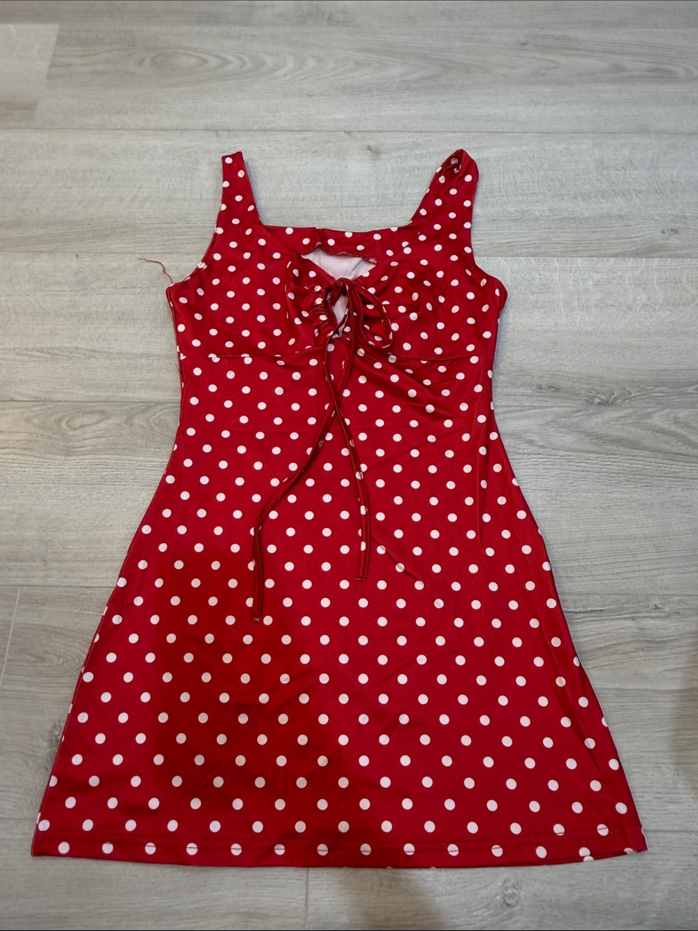 Red Polka Dot Tie-Front Kids Dress